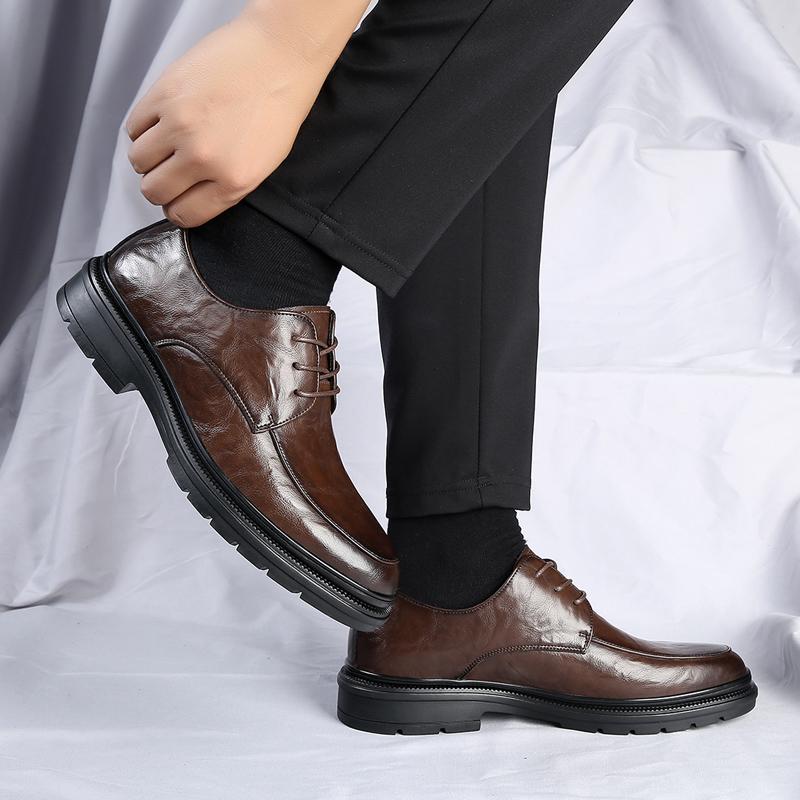 Men Formal Shoes Lace Up Oxfords Leather Fashion Trends Groom Wedding Shoes Men Outdoor Business Dating Party Office Oxford Shoe