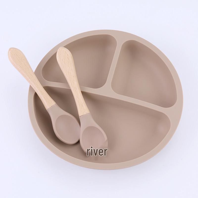 Children's Silicone Divided Plate Set: Food-Grade Tableware with Fork & Spoon for Babies and Toddlers