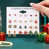 12/20 Pair Christmas Earring Set For Women Shiny Crystal Zircon Snowflake Elk Bowknot Elk Xmas Tree Earring New Year Gifts