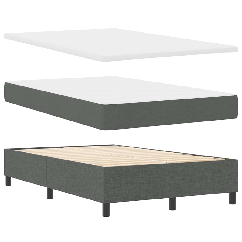 Box Spring Bed with Headboard Dark Grey 120 X 200 Cm Fabric