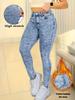 European American Denim Print Yoga Fitness Pants