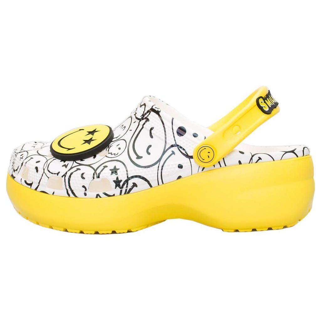 Crocs Smiley X  Classic Clog Comfortable Versatile Clogs Women Clogs White Yellow 207980-94S