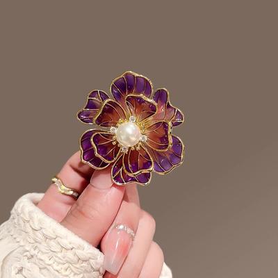 Luxury Elegant Temperament Peony Flower Brooches Clothing Accessories Versatile Shiny Corsage Exquisite Vintage Pins Gifts