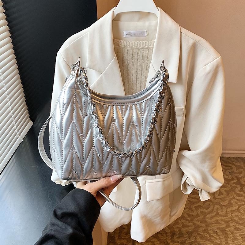 Rhombus Chain Underarm Bag Women's New Summer Fashion Shoulder Bag Versatile Messenger Bag