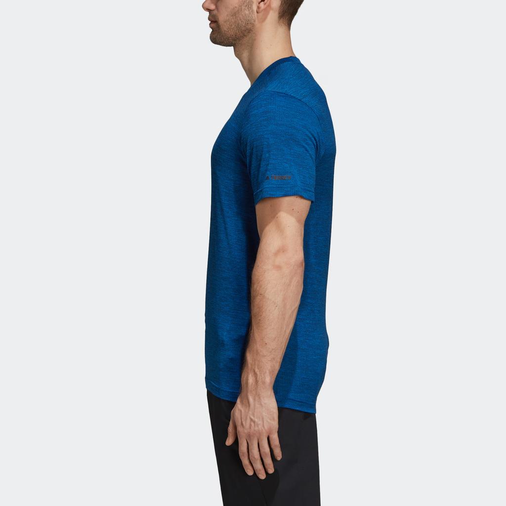 Adidas Simple Breathable Crew Neck Pullover Short Sleeve T-Shirt Men Tops Blue CZ0159