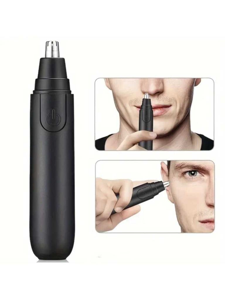 Electric Nose And Ear Hair Trimmer With Stainless Steel Doubled Winged Blade Painless Portable Battery-Operated Hair Remover
