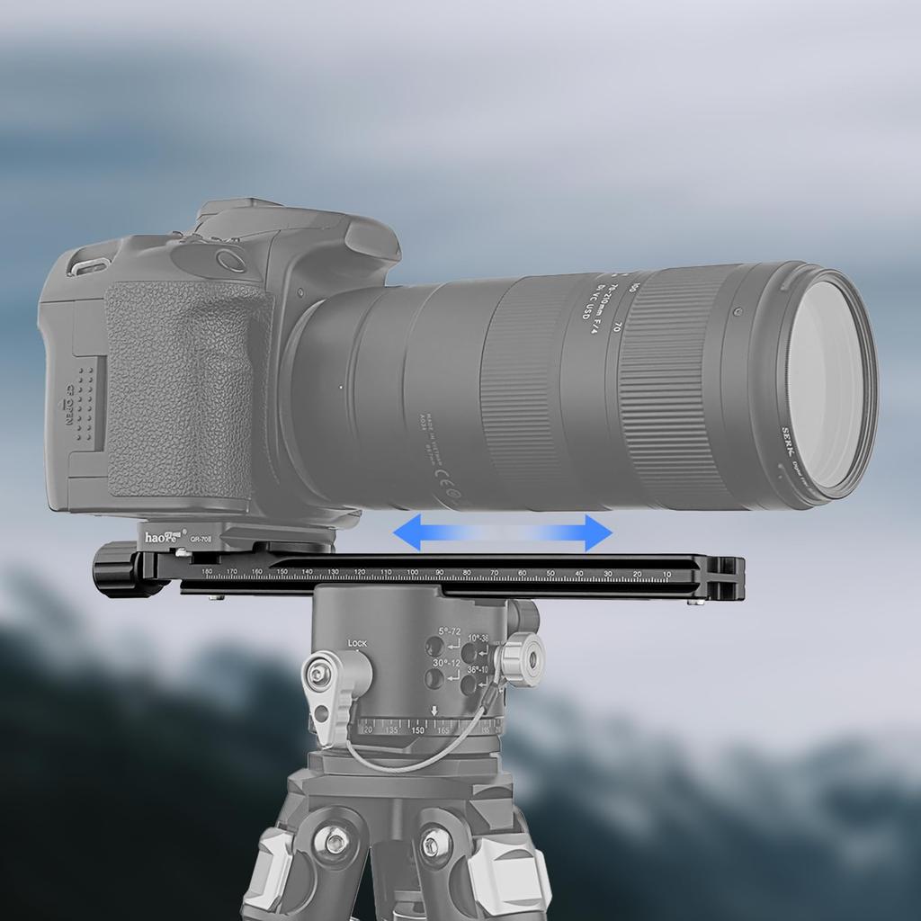 Haoge 200mm Nodal Slide Double Dovetail Focus Rail Plate with Metal Quick Release Clamp for Camera Panoramic Macro Photography with Arca Swiss RRS
