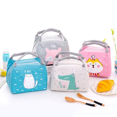 Cute Cartoon Printing Waterproof Insulation Oxford Lunch Bag with Handle for Outsoor Student