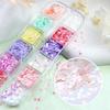 6/12 Grids Cherry Blossom Petals Nail Art Glitter Sequins Holographic Nail Flakes Sequin Mixed Iridescent Powder Nail Decoration