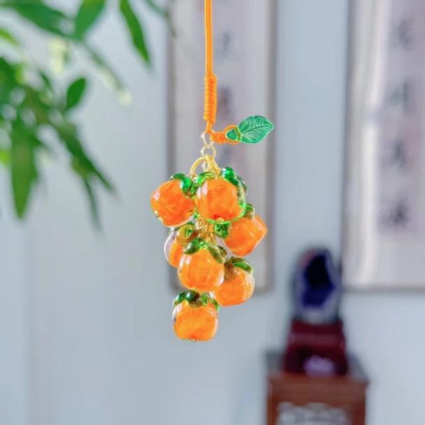 Lingyin Fulu Xiangling Purple Gradual Change Floating Paint Gourd Pearl Bell Pendant Bag Trailer Hanging Scenic Merchandise lingyin style