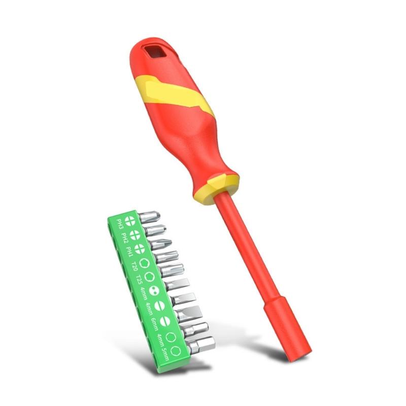 Stoßfeste Isolierte Schraubendreher-Bits-Satz mit Stahlspitze für Techniker Elektriker Heimwerkerprojekte Ingenieurwesen