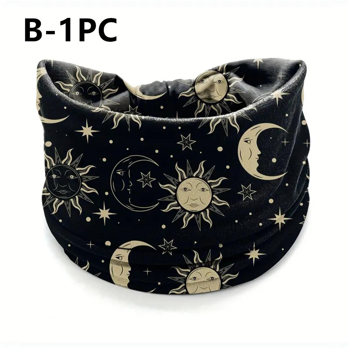 

4 шт./компл. Повязки на голову с широкими полями с принтом в виде луны и солнца, нескользящие, с узлом, стильные аксессуары для волос для женщин и девушек