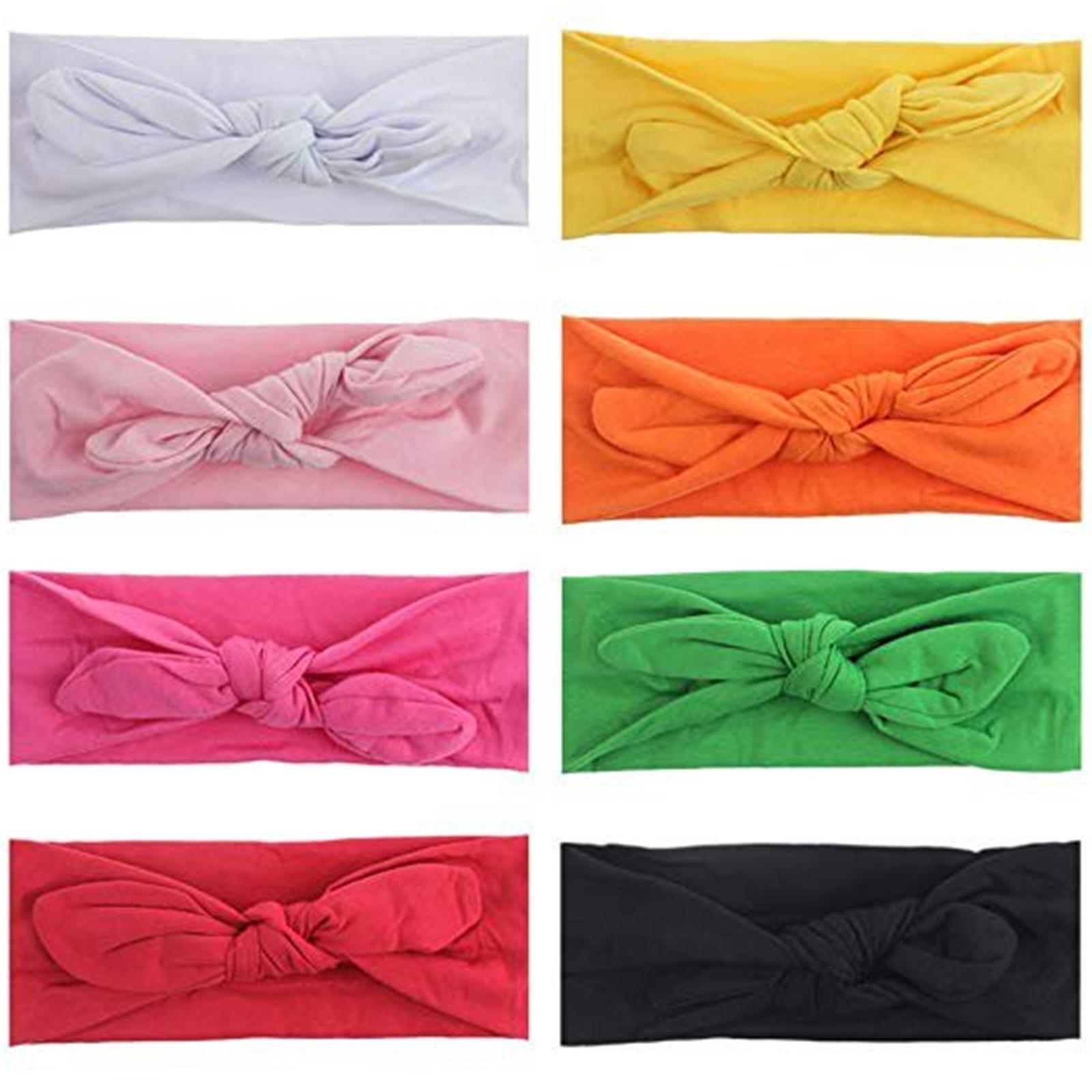 

8 шт., женские повязки на голову, тюрбаны, повязки для волос, банты, аксессуары для моды или спорта (Твердый цвет) One Size