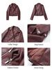 Women PU Leather Jacket Lady Motorcycle Leather Jacket  Lapel Zipper Faux Leather Short Coat