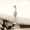 Alloy Rhinestone Piercing Belly Dual Color Shiny Leaf Navel Jewelry Exquisite Dangled Design Flower Rhinestone Belly Ring Beach