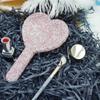 1 Pack Strass Herz Spiegel Handspiegel Rosa Bling Handspiegel mit Griff Glitzer Kosmetik Schillernder Spiegel