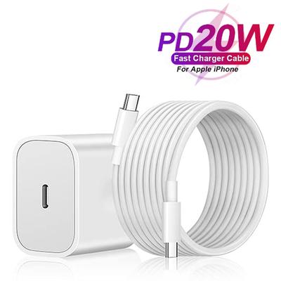 סט מטען מהיר PD 20W יציאת USB C טעינת קיר כבל 6.6FT מסוג C למסוג C לאייפון 16 15 פרו מקס פלוס סמסונג שיאומי אייפד