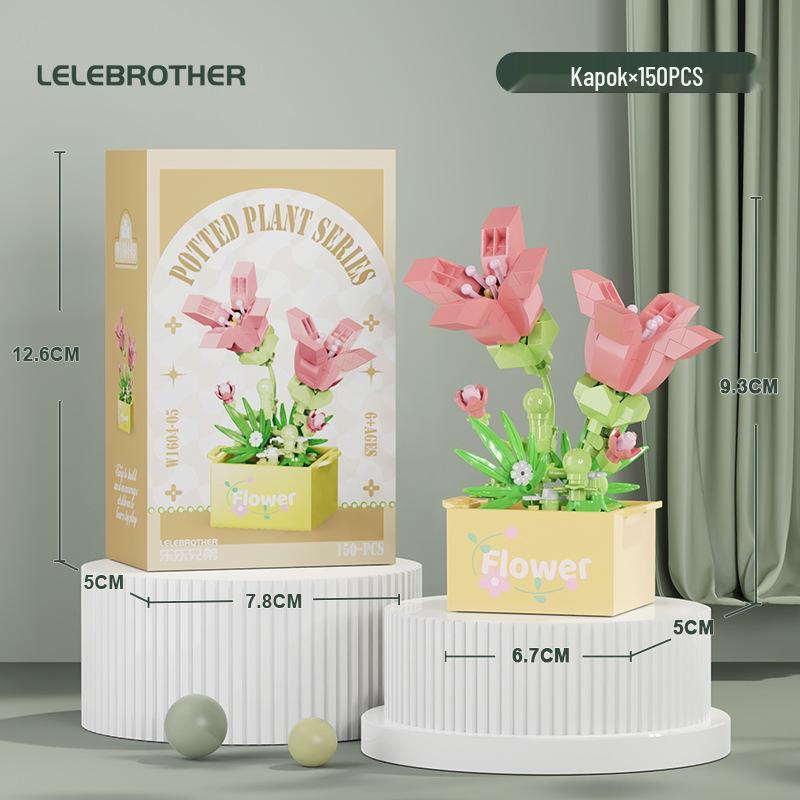 Preserved Flower Bonsai & Rose Succulent Building Blocks - Compatible with LEGO