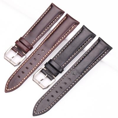Uhrenarmband, Vintage-Uhrenarmband, Schwarz, Dakr-Braun, handgefertigt, glattes Echtleder, Uhrenarmband, Uhrenzubehör, Metallschnalle