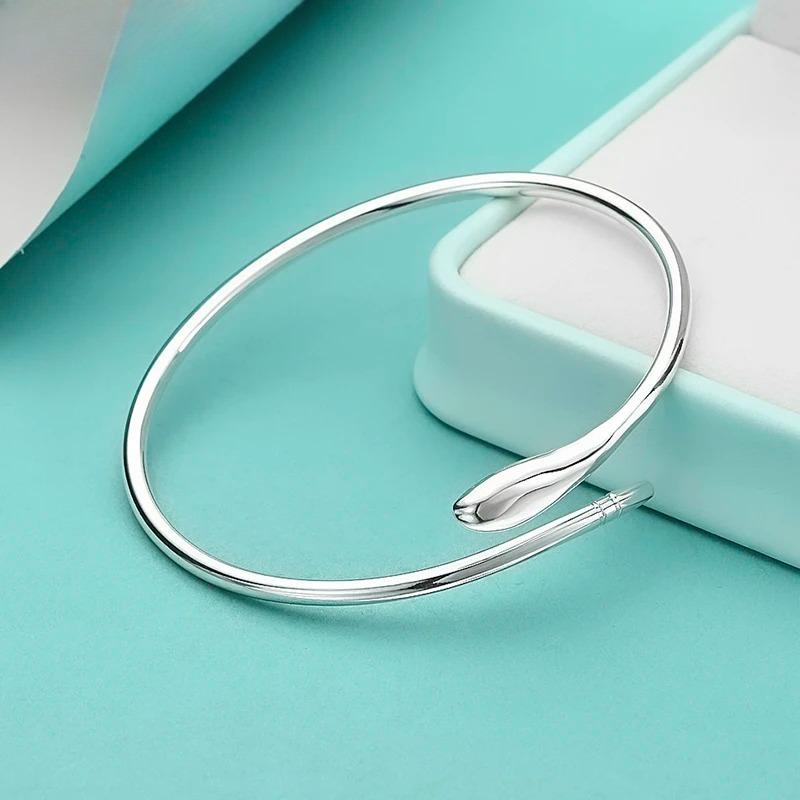 925 Sterling Silver Water Droplet Adjustable Bangles for Women Wedding Party Charm Fine Jewelry