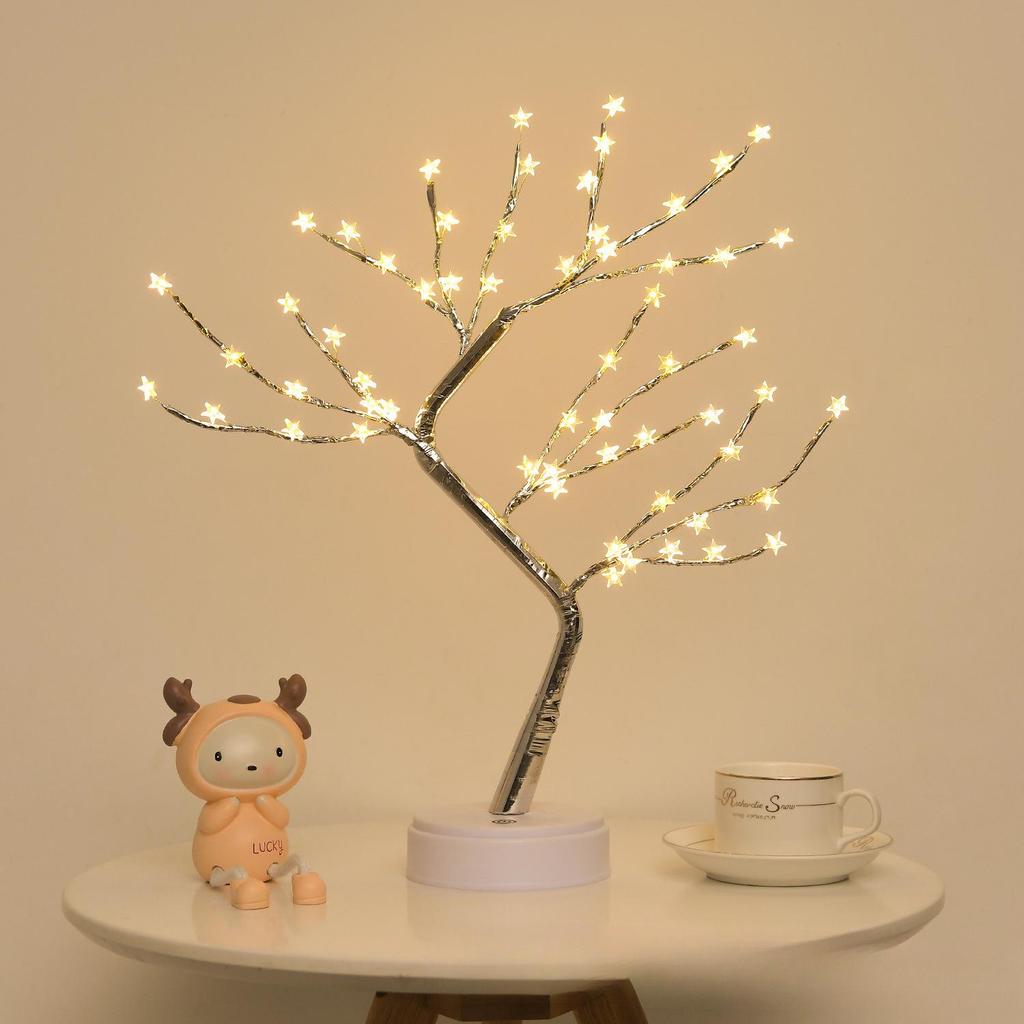 Xianci Starry Sky Table Lamp: Creative LED Pearl Golden Leaf Light for Bedroom Decor