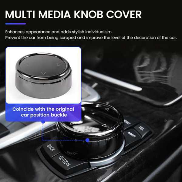 8-Color ABS Black Ceramic Multimedia Knob for BMW Center Console