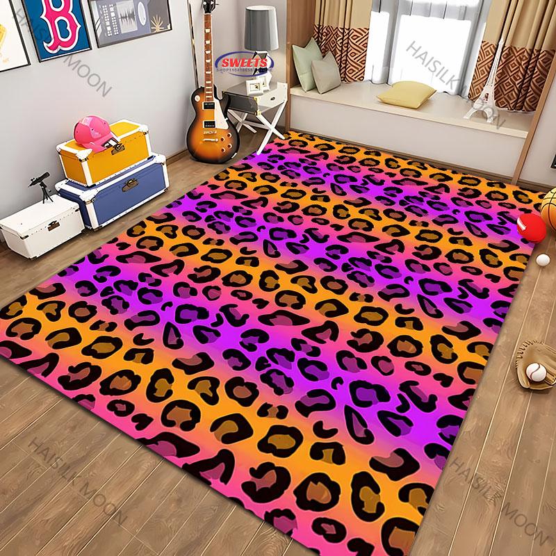 3D Printing Colorful Leopard Theme Carpet Living Room Bedroom Sofa Office Large Area Mat Home Decor Rug Great Gift for Friends