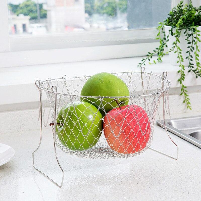 1PC Frying Basket Stainless Steel Foldable Multifunctional Drainer Basket Home Frying Strainer Kitchen tools