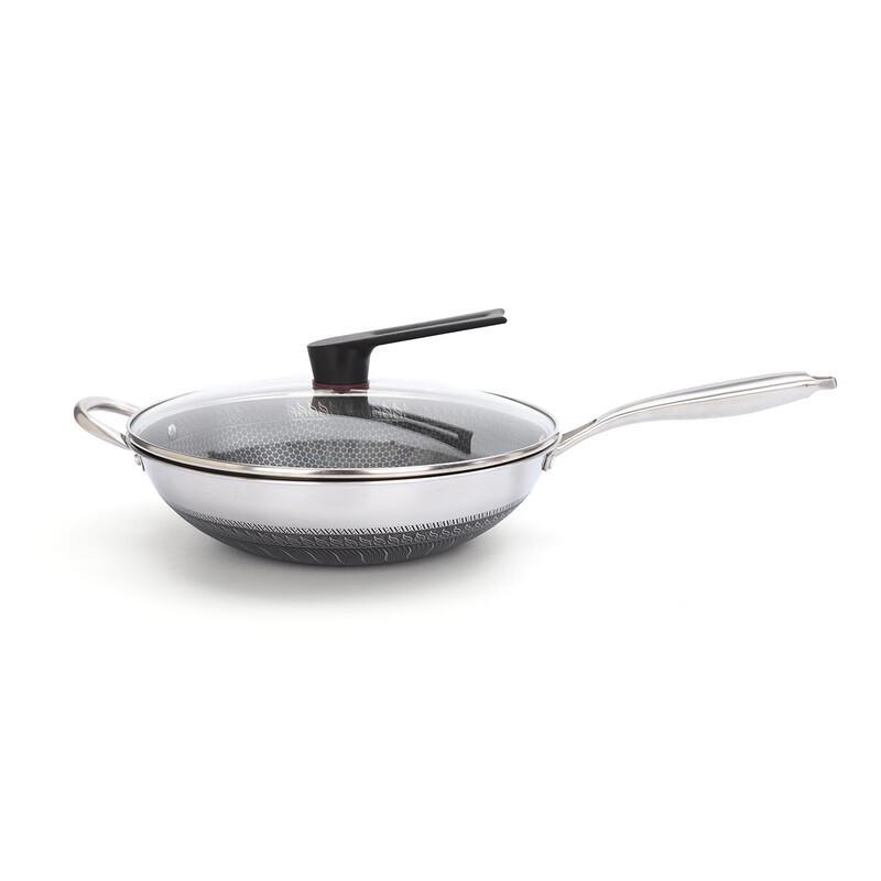 ZISIZ Honeycomb Stainless Steel Non-Stick Wok