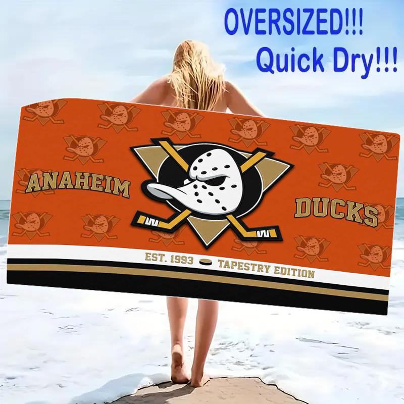 Anaheim Ducks Print Beach Towel, Large Soft Quick Dry Towel for Beach Camping Swimming