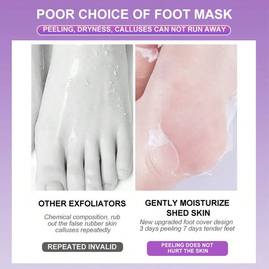 Lavender Exfoliating Foot Mask Dead Skin Removing Foot Peel Fast Exfoliation Long Lasting Moisturizing