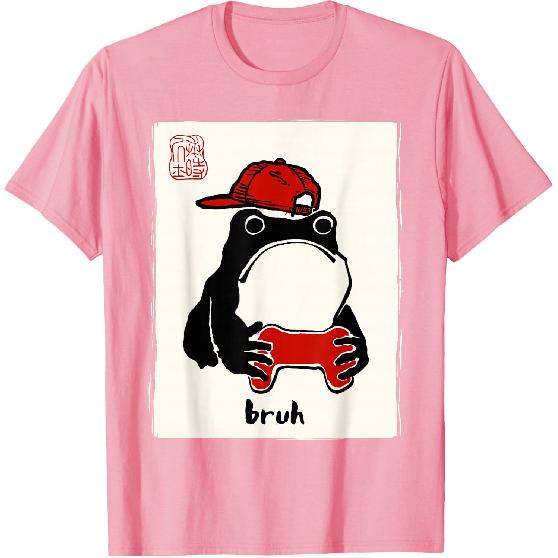 Grumpy Frog Gamer Bruh Ink Painting Japanese Funny Gamer T-Shirt
