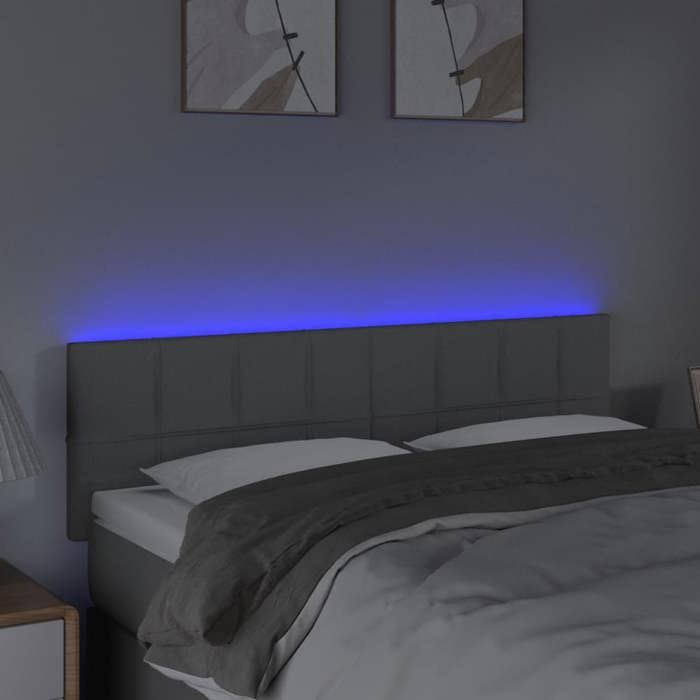 VidaXL Tête de Lit à LED Meuble de Chambre à Coucher Accessoire de Lit Double Tête de Cadre de Lit Intérieur Gris Clair 3121610