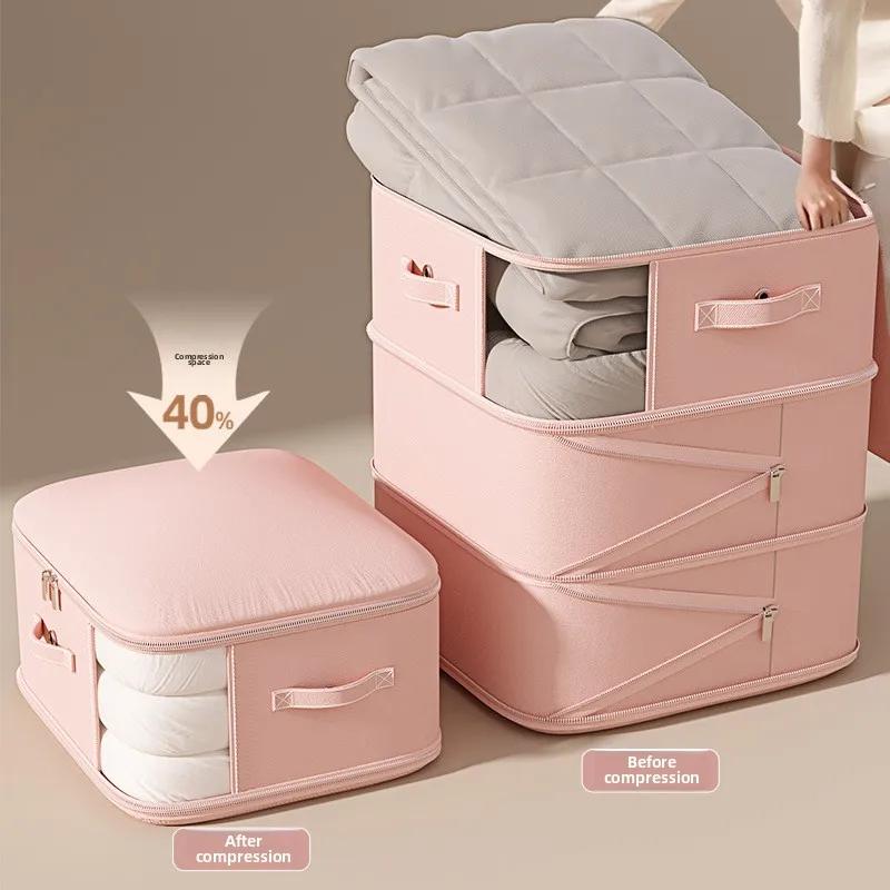 Large-capacity Vacuum Storage Bags for Quilts & Clothes, Transparent Design Dustproof Wardrobe