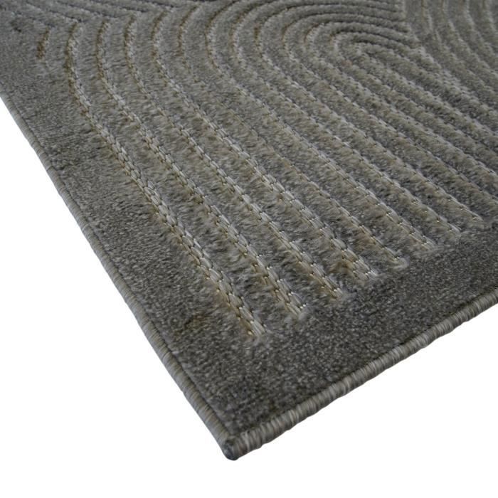Tapis salon arc en ciel en relief gris 120x170