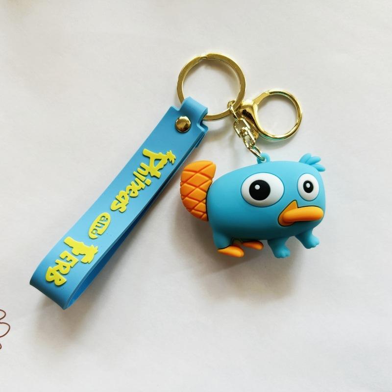 Cartoon DSN Phineas und Ferb Schlüsselanhänger Anime Perry das Schnabeltier PVC Figur Schlüsselanhänger Tasche Schlüsselring Zubehör Spielzeug Geburtstagsgeschenke blue