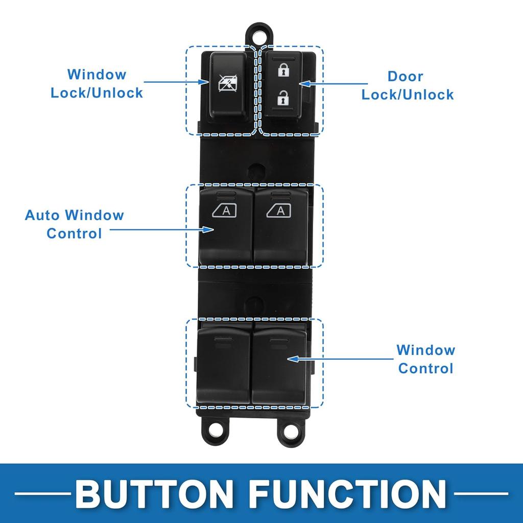 Power Window Switch No.25401ZL10A Front Left Driver Side Window Control Switch for Nissan Armada Quest Pathfinder Black