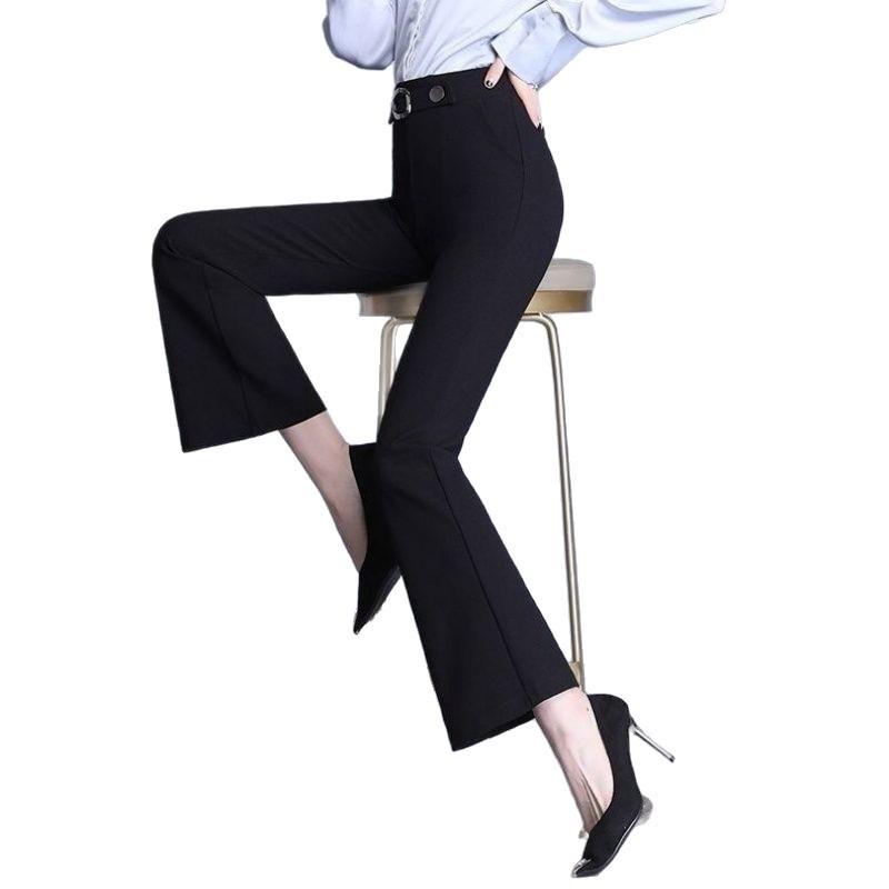 High-Waist Micro-Flared Elastic Suit Pants: Slimming, Versatile, Casual L