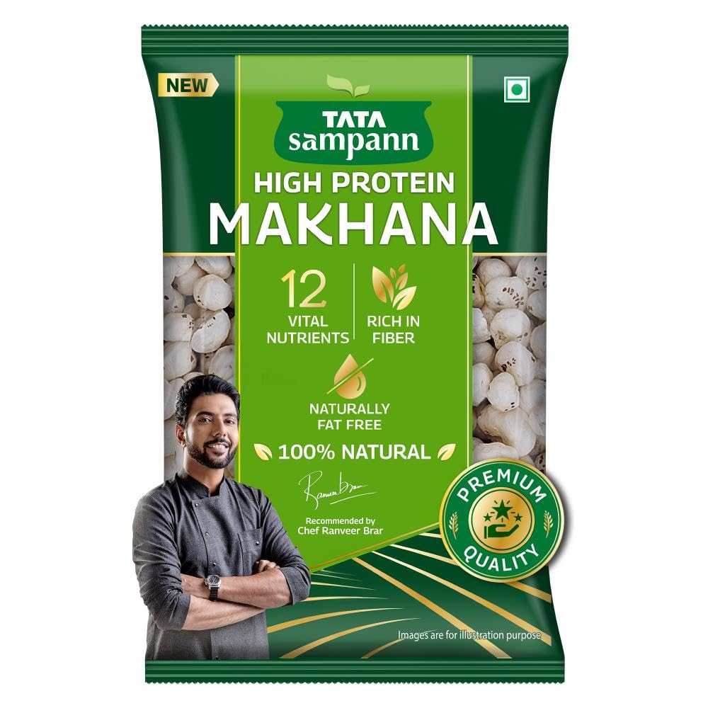

Tata Sampann High Protein Makhana (Foxnut) 100 g, Phool Makhana for Prasadam, Healthy Snacking, Fasting
