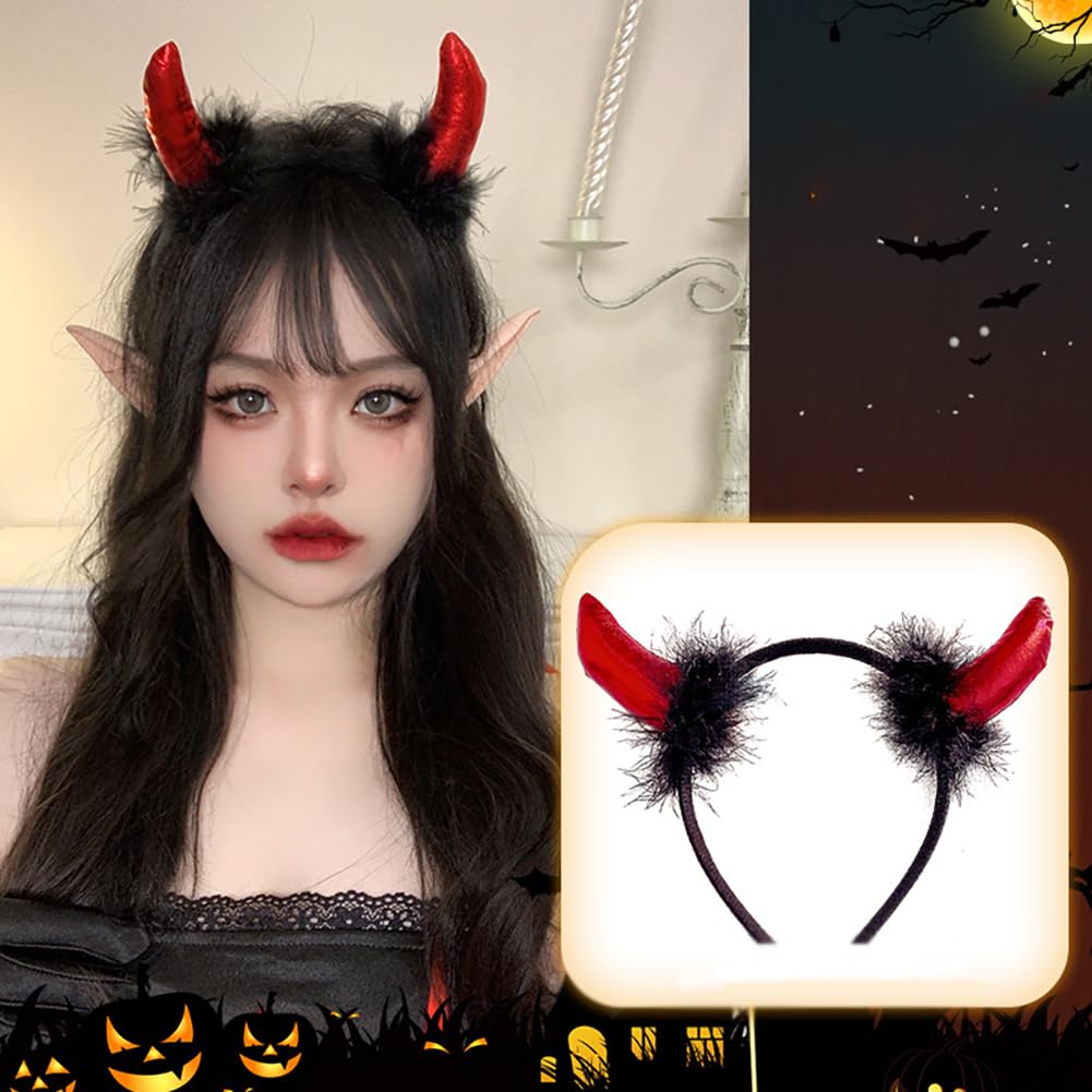 Wefitfix Halloween Teufelskopf-Haarreif, Halloween Cosplay Requisite für Damen und Kinder, Leicht mit Kostümen zu kombinieren, Halloween Kostüm, Halloween Haare