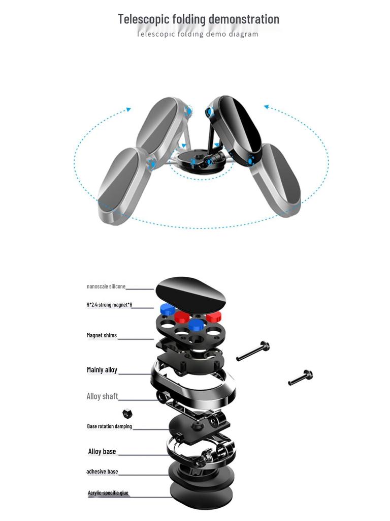 360° Rotating Magnetic Car Phone Holder - Foldable & Multifunctional