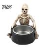 Halloween Skull Candlestick Holder Witch Resin Candle Holder, Spooky Star Cup Tealight Stand Decorative with Metal Heatproof Liner, Gothic Tabletop