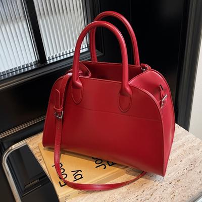 Branded Red Color Large Size Women Handbags Retro Pure Color Suede Shoulder Shopper Tote Bag  Luxury Designer Handbags