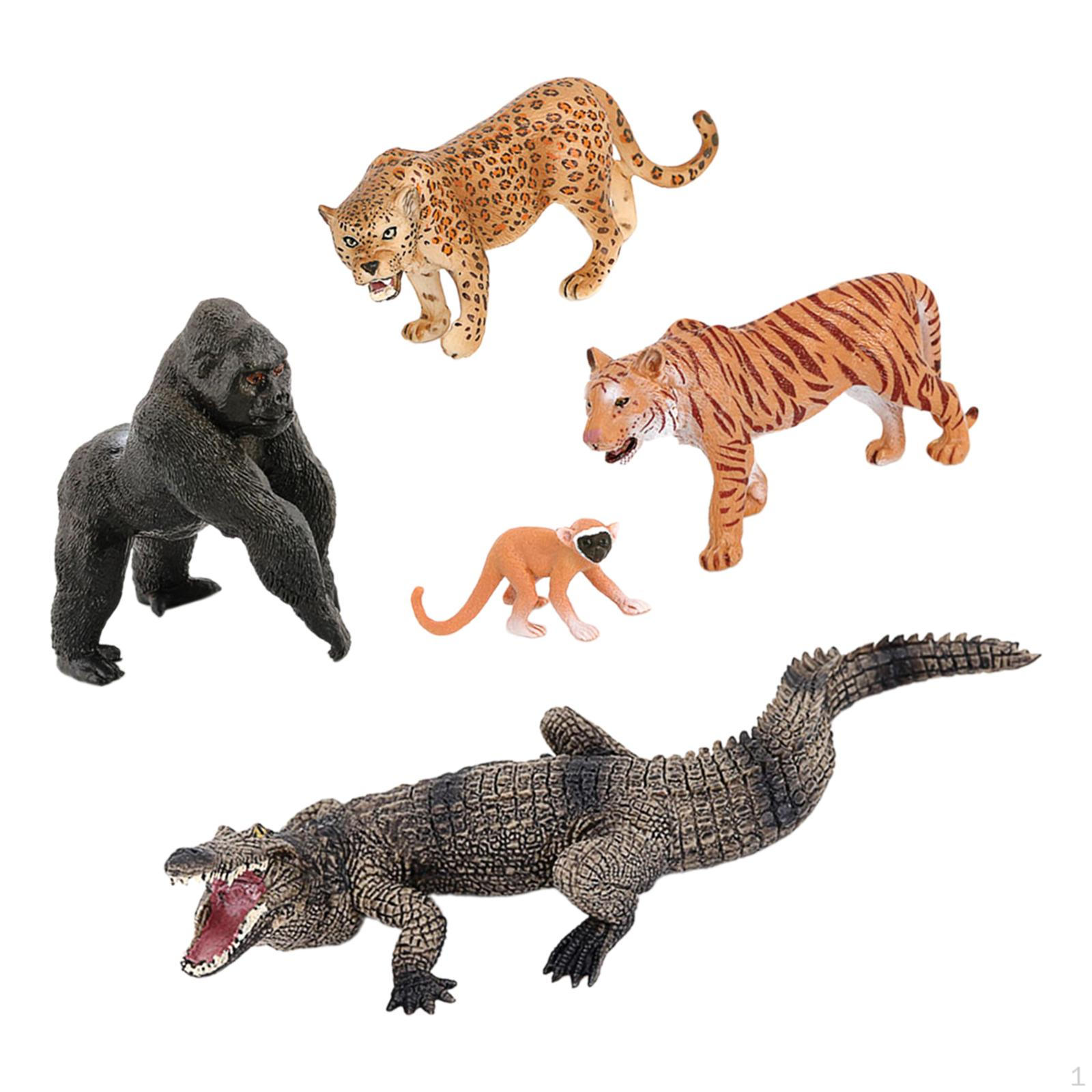 

5 Pieces Animals Figurines Wildlife Animal Figure Toy Ornament Toys Set Jungle