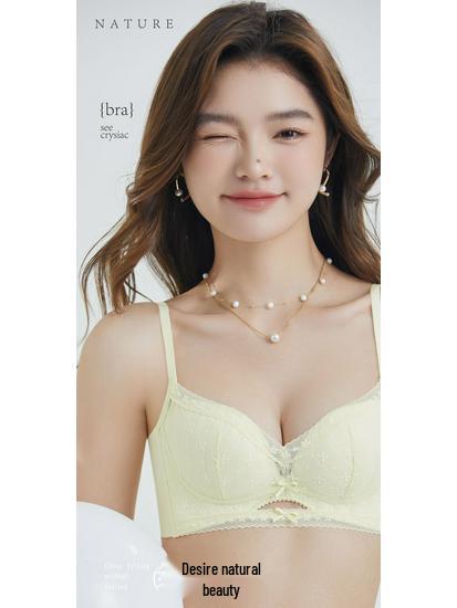 Retro Lace Underwire-Free Bra: Breathable, Comfortable, Summer Style for Small Chest, Thin Cup