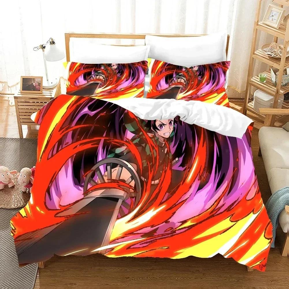 Comforter Fashion 3D Print Anime Ghost Killing Blade Bedding Sets With Twin Full Queen King Bedclothes