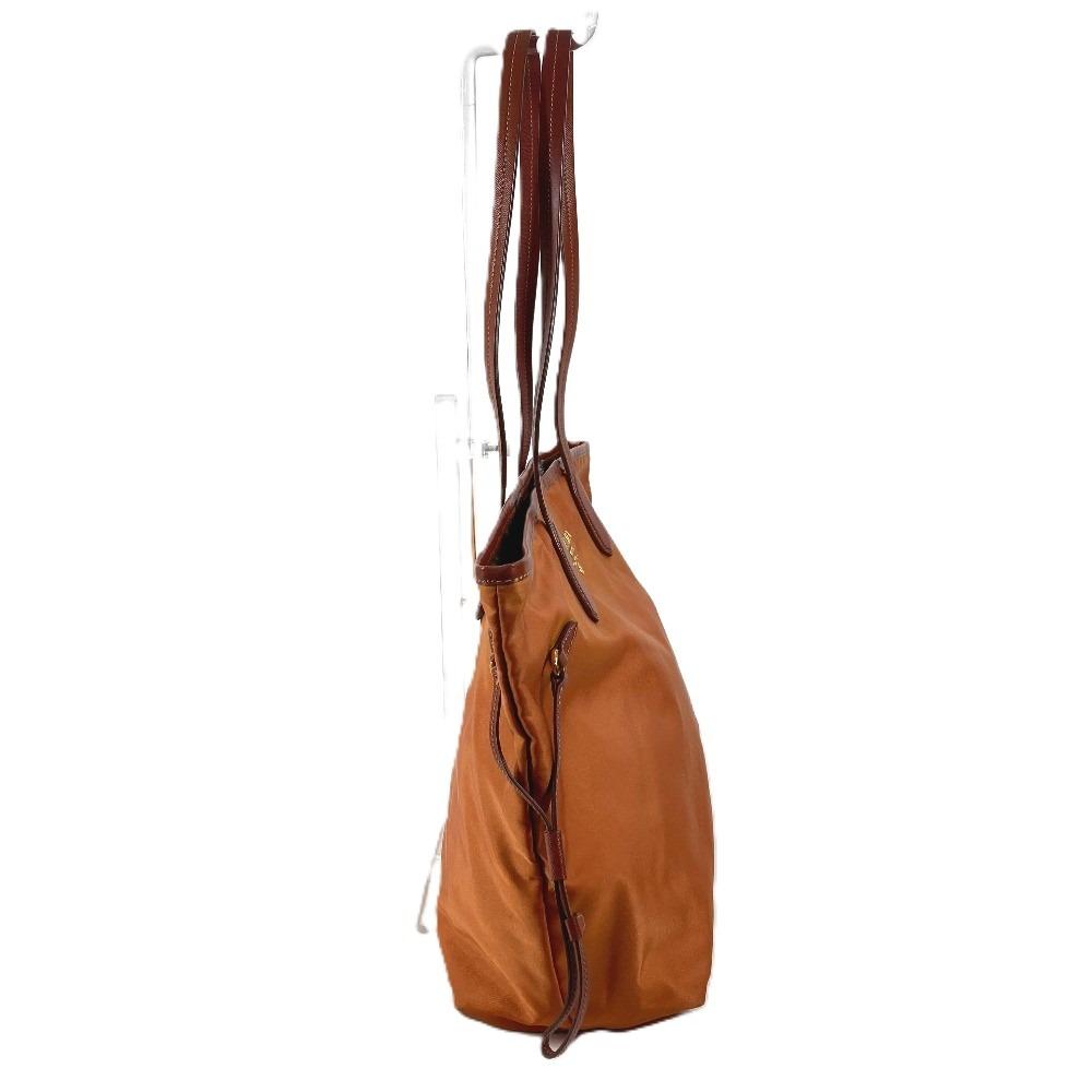 PRADA BR4001 triangle logo plate Tote Bag Shoulder Bag Leather / Nylon Orange