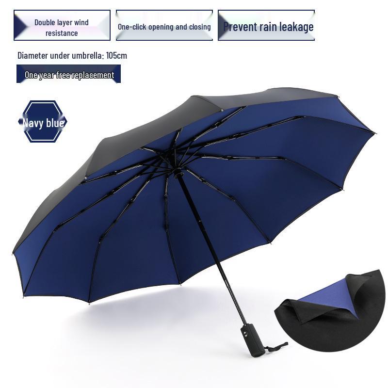

Двухслойный ветрозащитный зонт с автоматическим складыванием - 10 спиц, унисекс, для солнца и дождя, креативный деловой стиль