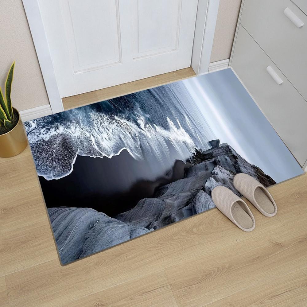 

Nature Landscape Pattern Door Mat Snow Mountain Sea Wave Winter Forest Designs NonSlip Floor Mat for Home Entrance Decor 40x60cm