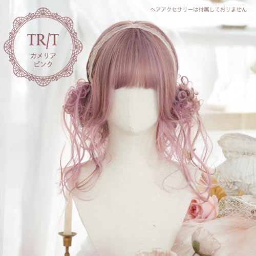 Brightlara Lolita Wig, Twin Tail, Pink Blonde, Cute Bun, Natural Gothic Lolita Curl, lw3002-TRT
